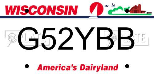 G52YBB Wisconsin License Plate