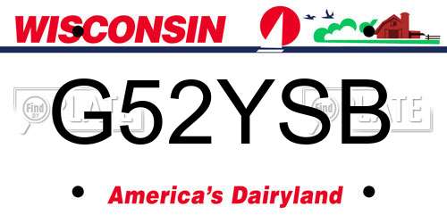 G52YSB Wisconsin License Plate