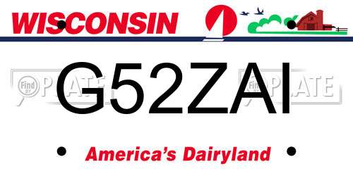 G52ZAI Wisconsin License Plate