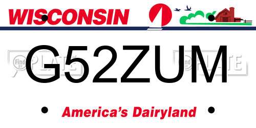 G52ZUM Wisconsin License Plate