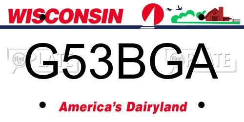 G53BGA Wisconsin License Plate