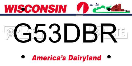 G53DBR Wisconsin License Plate