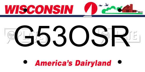 G53OSR Wisconsin License Plate