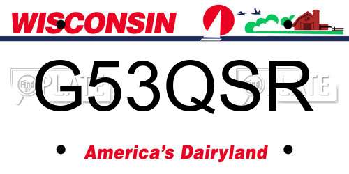 G53QSR Wisconsin License Plate