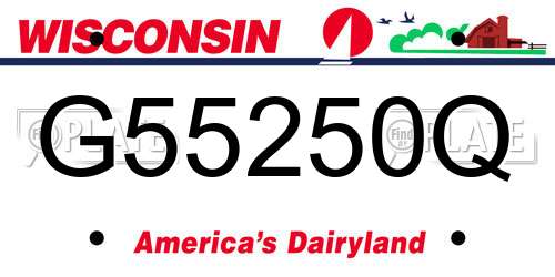 G55250Q Wisconsin License Plate