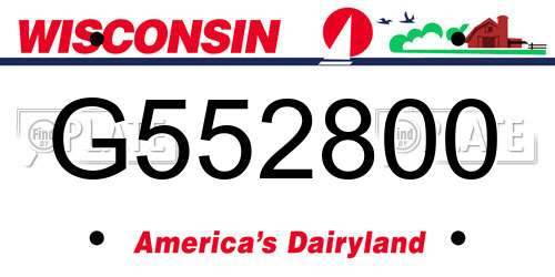 G552800 Wisconsin License Plate