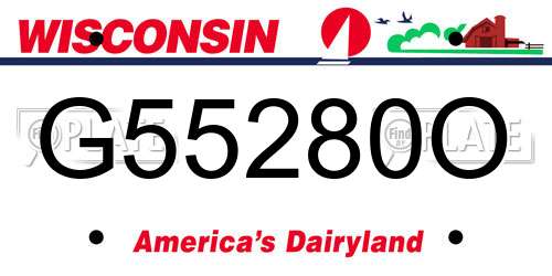 G55280O Wisconsin License Plate