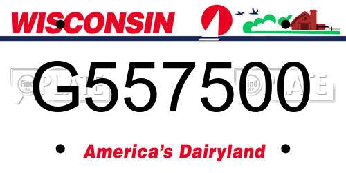G557500 Wisconsin License Plate