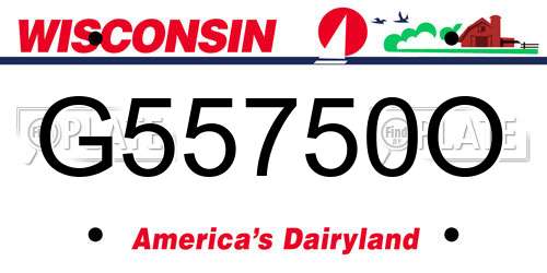G55750O Wisconsin License Plate