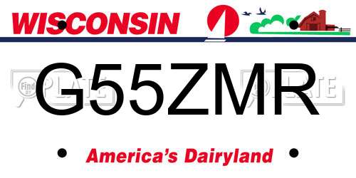 G55ZMR Wisconsin License Plate