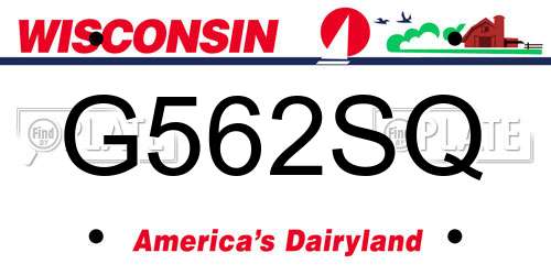 G562SQ Wisconsin License Plate