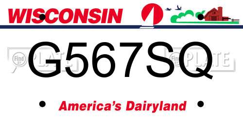 G567SQ Wisconsin License Plate