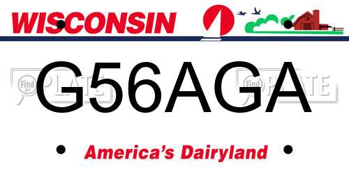G56AGA Wisconsin License Plate