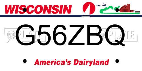 G56ZBQ Wisconsin License Plate
