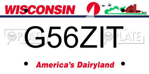 G56ZIT Wisconsin License Plate