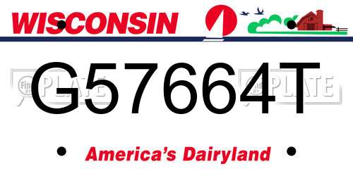 G57664T Wisconsin License Plate