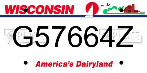 G57664Z Wisconsin License Plate