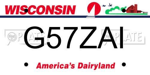 G57ZAI Wisconsin License Plate