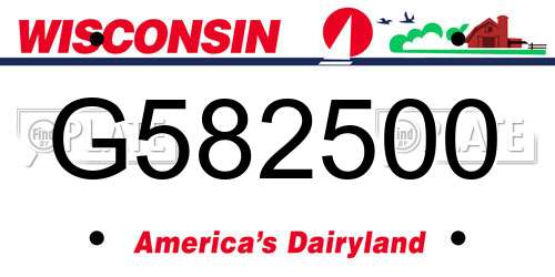 G582500 Wisconsin License Plate