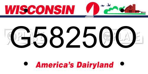 G58250O Wisconsin License Plate