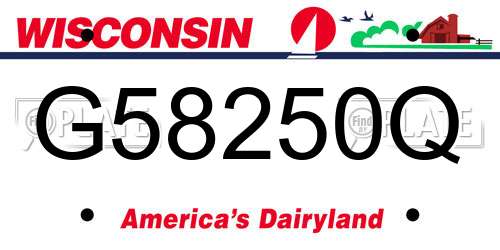 G58250Q Wisconsin License Plate