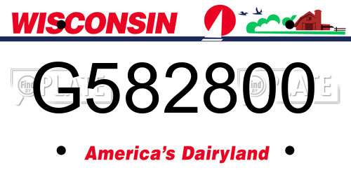 G582800 Wisconsin License Plate