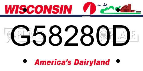 G58280D Wisconsin License Plate