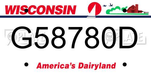 G58780D Wisconsin License Plate