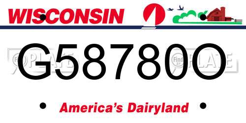 G58780O Wisconsin License Plate