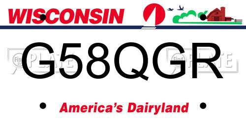 G58QGR Wisconsin License Plate