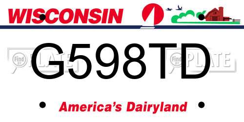G598TD Wisconsin License Plate