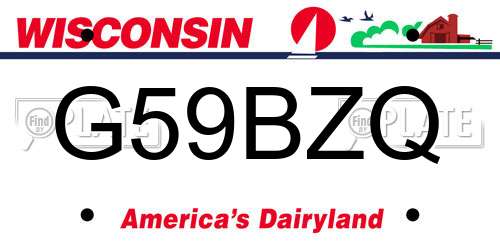 G59BZQ Wisconsin License Plate