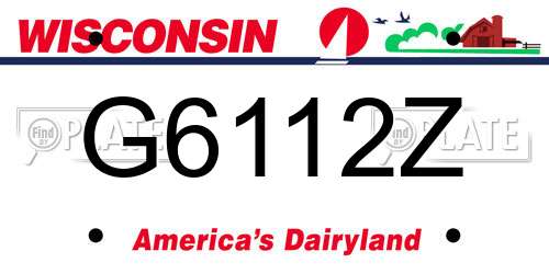 G6112Z Wisconsin License Plate