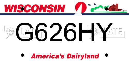 G626HY Wisconsin License Plate