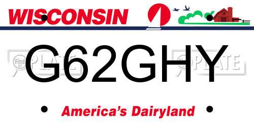 G62GHY Wisconsin License Plate