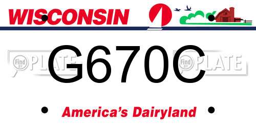 G670C Wisconsin License Plate