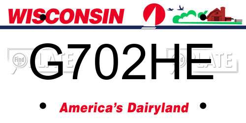 G702HE Wisconsin License Plate