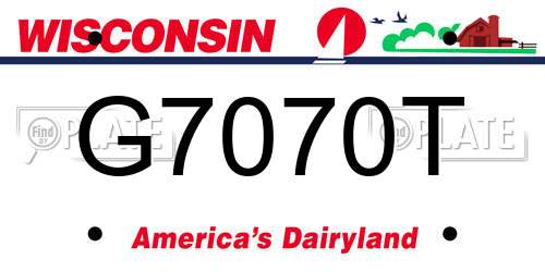 G7070T Wisconsin License Plate
