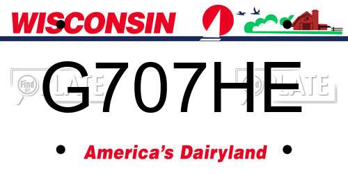G707HE Wisconsin License Plate
