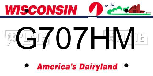 G707HM Wisconsin License Plate