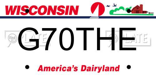 G70THE Wisconsin License Plate