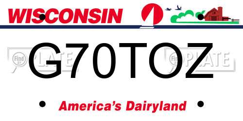 G70TOZ Wisconsin License Plate