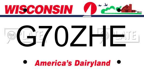 G70ZHE Wisconsin License Plate