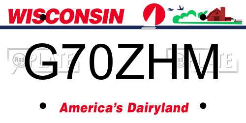 G70ZHM Wisconsin License Plate