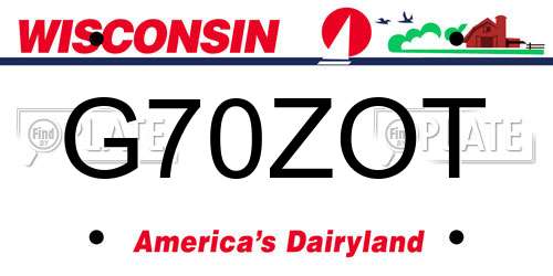 G70ZOT Wisconsin License Plate