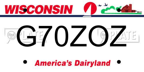 G70ZOZ Wisconsin License Plate