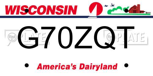 G70ZQT Wisconsin License Plate