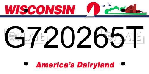 G720265T Wisconsin License Plate