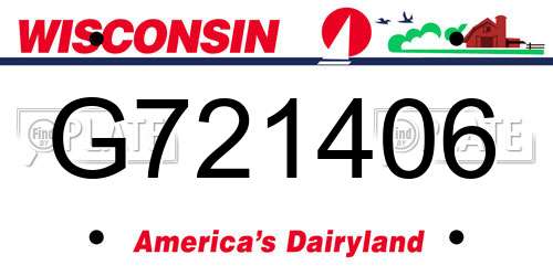 G721406 Wisconsin License Plate