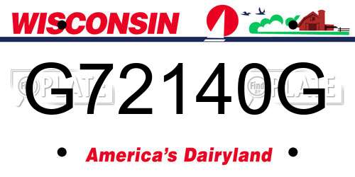 G72140G Wisconsin License Plate